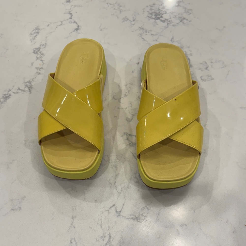 UGG Women's Bright Yellow Cross Strap Sandals